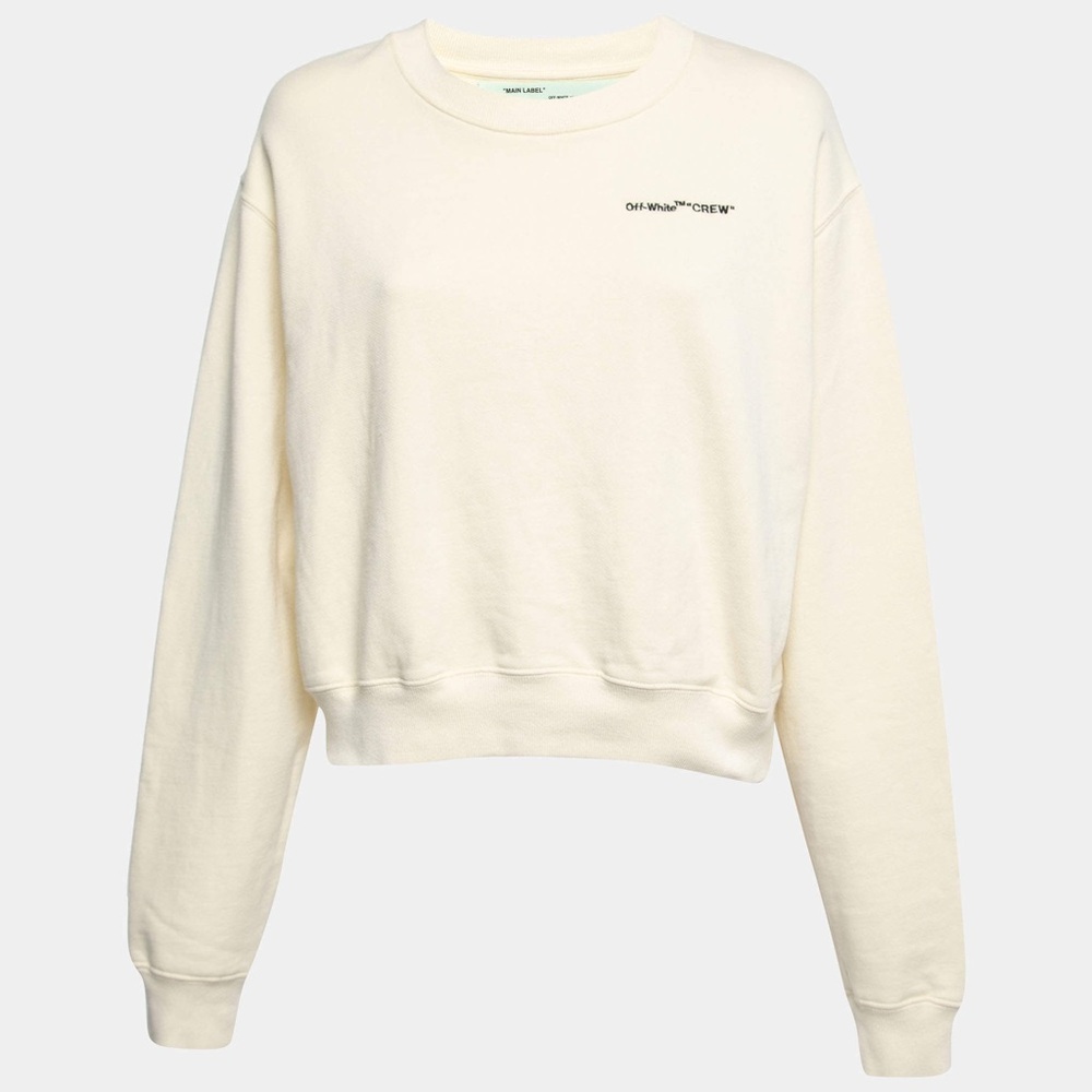 Off-White Cream Cotton Embroidered crewneck